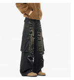 Riolio  Ripped Camo Jeans Men 2025 New Loose Straight Leg Denim Pants Outdoor Hiking Trousers Casual Comfort Street Style Fashion