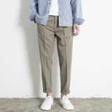 Riolio  Korean Summer New Vintage Casual Versatile Straight Suit Pants Men Solid Button Zipper Pockets Patchwork Loose Business Trousers