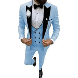 Riolio  Elegant 3 Piece Men's Velvet Tuxedo Suit Slim Fit Peak Lapel Blazer Vest And Pant Set for Business Wedding And Party