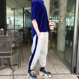Riolio  Mens T-Shirt Gold Velvet Casual T-Shirt Spring Autumn Fashion Personality Streetwear All-Match Solid Color Tops Men'S Clothing