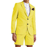 Riolio  Men's Slim Fit 2-Piece Suit Set with Notched Lapel Blazer And Shorts Tuxedo Fashion Summer Wedding Sports