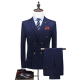 Riolio  New Double-Breasted Business Dinner Party Formal Suit Vest Pants Three-Piece Set Slim Fit Men's Western Wear Ensemble