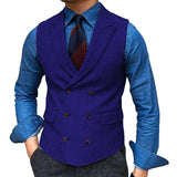 Riolio  Men Vest Brown Herringbone With Lapel Waistcoat Vintage Regular Slim Business Banquet Business Casual Men Suit Vest