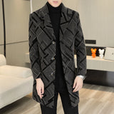 Riolio High-end Feel Men Fashion Handsome All Woolen Coat Suit Collar Long Trench Coat Woolen Coat Thick Casual  Winter Jacket Men