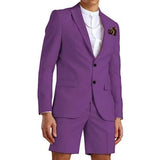 Riolio  Men's Slim Fit 2-Piece Suit Set with Notched Lapel Blazer And Shorts Tuxedo Fashion Summer Wedding Sports