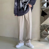 Riolio New Men White Straight Pants Fashion Korean Loose Suit Trousers Casual Draped Baggy White Wide Pant Male Streetwear