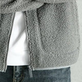 Riolio Men's Fashion Coat Autumn/winter Lamb Fleece Coat Men's Stand Up Neck Jacket Plush Thickened Men's Winter Coat