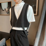 Riolio  Summer New Niche Design Outer Workwear Korean Style High-end Functional Cargo Suit Vest Men's Jacket Trendy Vest Aesthetic Chic