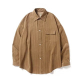 Riolio  Spring Men Casual Long Sleeve Shirts Striped Lapel Cardigan Tops Light Luxury Premium Button-down Japanese Trendy Loose Blouse