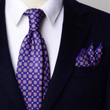 Riolio  2PCS Neck Tie Set 8CM Top Cotton Floral Printed Necktie Fashion Block Flower Suit Ties For Men Shirt Handkerchief Wedding Cravat