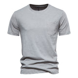 Riolio 100% Cotton Men's T-shirts Single Pocket Fashion Solid Color Casual Tshirts for Men Brand Quality Tops Tees New Summer