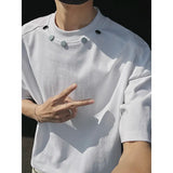 Riolio Tshirt Men Slim Fit Solid Color Round Neck t Shirt Button trim Summer Casual Tee Shirt Lightweight Breathable Cotton Fashion Top