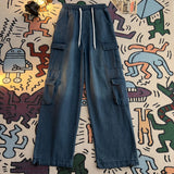 Riolio Fashionable Loose Straight Wide-leg Workwear Trendy Hip-hop Washing Jeans Spring Summer American Oversize Retro Trousers Chic