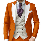 Riolio  Fashionable Contrast Color Men's Suits 3 Pieces Jacket Vest Pants Dancing Sets Handsome Peak  Lapel Suit Set For Men Party Wear