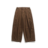Riolio  Men Japanese Retro Curved Wide Leg Cargo Pants Washed Cotton Loose Draping Floor Length Casual Trousers Unisex