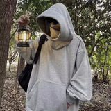 Riolio Autumn Solid Color Ninja Turtleneck Hoodies For Men Y2K Vintage Fleece Sweatshirts Hip Hop Japanese Streetwear Oversized Hoodie