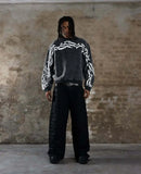 Riolio High Street Trendy Goth Y2K Streetwear Tops Hip-hop Punk Round Neck Pullover Men Retro Personality Casual Oversized Sweatshirt