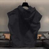 Riolio  Hooded Sleeveless T-shirt Men's Summer New Plus Size Solid Color Loose All-match Vest Tops Street Casual Fashion Men Clothing
