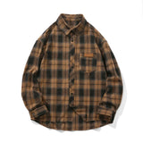 Riolio FALL MENS OUTFIT Autumn Long Sleeved Shirt Men Fashion Retro Casual Shirt Men Streetwear Korean Loose Plaid Shirt Mens Vintage Shirts Large Size