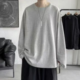 Riolio  Men's Solid Color Bottoming Shirt Spring and Autumn Long-sleeved T-shirt Japanese Top