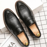 Riolio  High Quality Social Leather Shoes Men Flat Casual Business Leather Shoes Male Classic Men's Loafers Office Dress Shoes