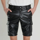 Riolio  Summer Men's Punk Techwear Streetwear Trendy Casual Fashion Leather Zipper Stylish Ins Chic Multi-Pocket Shorts