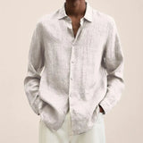 Riolio  Men's Clothing Autumn and Winter New Temperament Versatile Fashion Splice Button Lapel Long Sleeve Solid Color Commuting Shirt