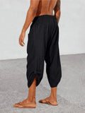 Riolio  Mens Linen Drawstring Harem Capri Pants Casual Beach Yoga Thai Pants