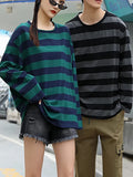 Riolio Harajuku Striped Shirt Streetwear Couple Oversized Striped Blouse Woman Casual Long Sleeve Gothic Grunge T-Shirt Tee Tops