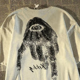 Riolio Harajuku Hip Hop High Street Men and Women Trendy Personalized Printed Round Neck Short Sleeve Couple Loose Summer Casual Tshirt