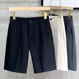 Riolio  Five-point Suit Pants for Men Korean Style Business Shorts Trousers Slim Mid-pants Without Ironing Thin Casual Trousers
