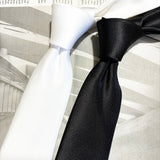 Riolio  Fashion Solid Black White Neckties 8CM Men's Casual Soft Neck Ties Daily Neckwear Shirt Accessories Business Tuxedo Cravat Gift