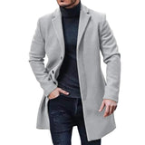 Riolio Winter New Men Woolen Coat Casual Fashion Lapel Single Breasted Youth Style Coat Men's Mid-length Slim Long Sleeve Woolen Jacket