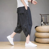 Riolio  Summer New Men Loose Seven-point Ice Silk Casual Carrot Lantern Harem Pants