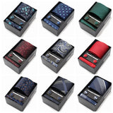 Riolio  Tie For Men Tie Clips Set Necktie Man Wedding Blouses Dress Cufflinks Gift Box Pocket Square Clip Business Skinny Gravetas