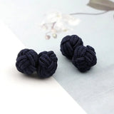 Riolio  Colorful Double Rope Ball Knot Cufflinks Novelty Solid Colors Braided Handmade Elastic Upscale Men's Classic Cuff Links For Men