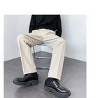 Riolio New Men White Straight Pants Fashion Korean Loose Suit Trousers Casual Draped Baggy White Wide Pant Male Streetwear