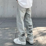 Riolio Autumn Gothic Letter Printed Baggy Jeans For Men Y2K Vintage Harajuku Straight Denim Trousers Hip Hop Fashion Jean Pants Hombre