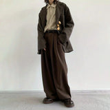 Riolio  Mens Suit Trousers Meiyad Casual Business Trousers Spring Autumn Retro Office British Elegant Wide-Leg Trousers Men'S Wear