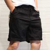 Riolio  Summer Thin Men Workwear American Retro Solid Color Loose Five-point Straight Casual Shorts