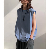 Riolio  Summer New Kam Shoulder Basketball Sweatshirt Sports Tank Top Men's Sleeveless Cotton T-shirt Loose Trendy Large Solid Colo