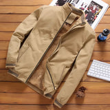 Riolio Autumn And Winter New Men's Fashion Aviator Jacket Fleece Thickened Warm Baseball Jacket Solid Color Zipper Large Size Top M-5XL