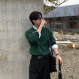 Riolio  Korean Fashion Men Cardigan Light Luxury Knitted O Neck Long Sleeve Sweater Coats  Autumn Leisure Premium Jacquard Knitwear