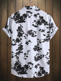 Riolio Floral Pattern Shirts for Men Button Up Short Sleeves Turn-down Collar Shirt Summer Streetwear Vacation Tops Z5082006