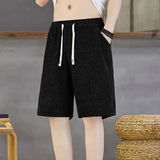 Riolio  Black and White Men Summer Zebra Pattern Loose Casual Sports 5-point Pants