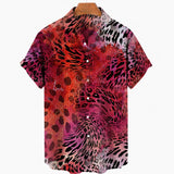 Riolio Short Sleeve Leopard Men's Shirts For Man Clothing Hawaiian Fashion 3D Print Thin Lapel Floral Casual Oversized Imported Camisa