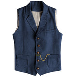 Riolio  Vintage Business Formal Wedding Vest with Pockets, Retro Office Party Sleeveless Jacket Office Party Slim Fit Business Waistcoa