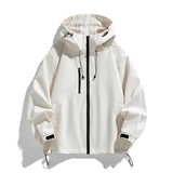 Riolio Casual Solid Color Men's Jacket Hooded Couple Outfit Unisex Outdoor Sports Hiking Jacket High Quality Men's Hiking Casual Top
