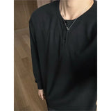 Riolio Warm Henry Collar Long Sleeve T shirt For Men Spring Autumn Casual Mens T-shirts Unisex Tee Tops Classic Clothes Men's T-Shirts