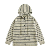 Riolio Korean retro high street striped men and women trendy personality hooded sweater couple hip-hop loose retro Harajuku casual top